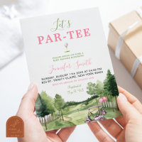 Girl Golf Pink Baby Shower Par-Tee Invitation