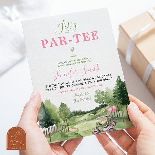 Girl Golf Pink Baby Shower Par_Tee Invitation