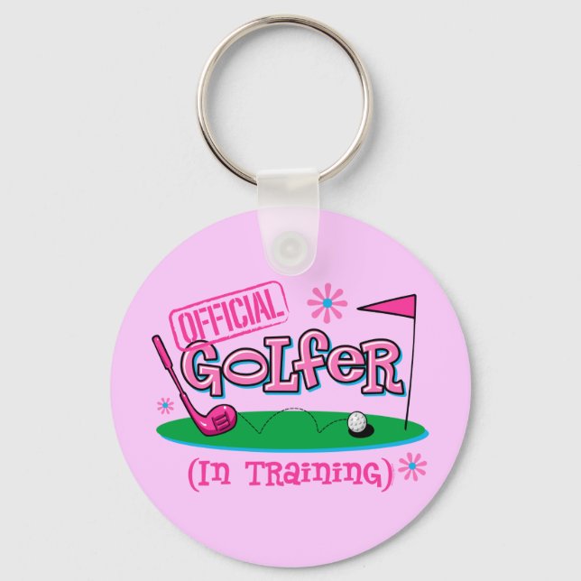 Girl Golfer In Training Keychain (Front)