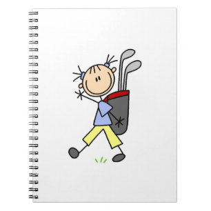 Girl Golfer With Bag and Clubs Notebook