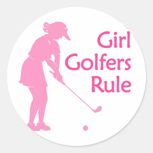 Girl Golfers Rule Classic Round Sticker (Front)