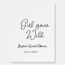 Girl gone wild bridal shower name date simple mini