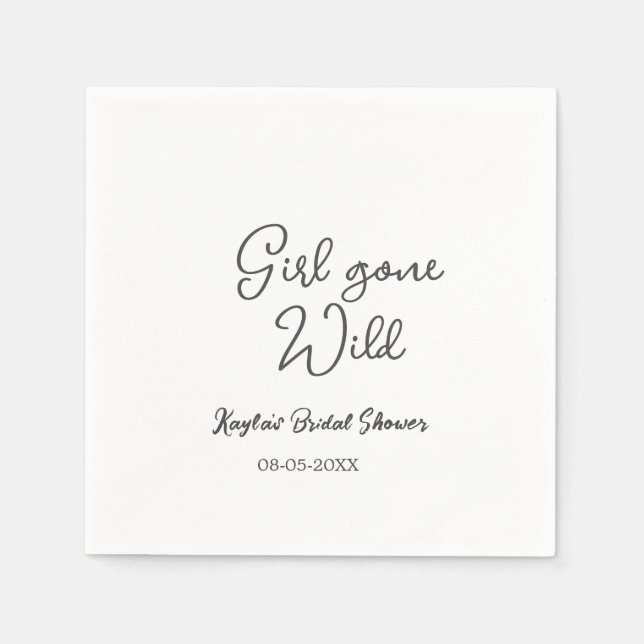 Girl gone wild bridal shower name date simple mini napkins (Front)