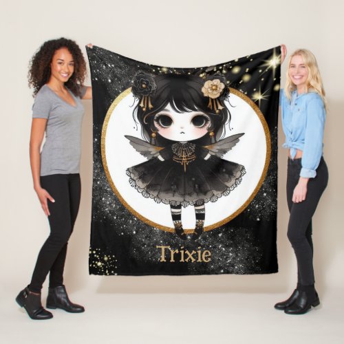 Girl Goth Cute Custom Decor Gift Gothic Anime Fleece Blanket