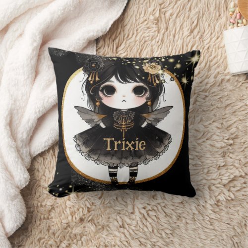 Girl Goth Cute Custom Decor Gift Gothic Anime Throw Pillow