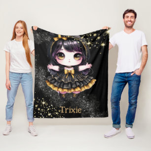 Girl Goth Cute Custom Decor Gift Gothic Kawaii Fleece Blanket