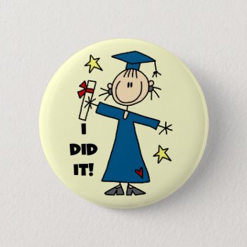 Girl Graduate Button by stick_figures at Zazzle