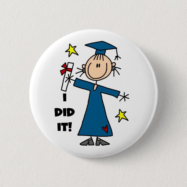 Girl Graduate Pinback Button (Front)