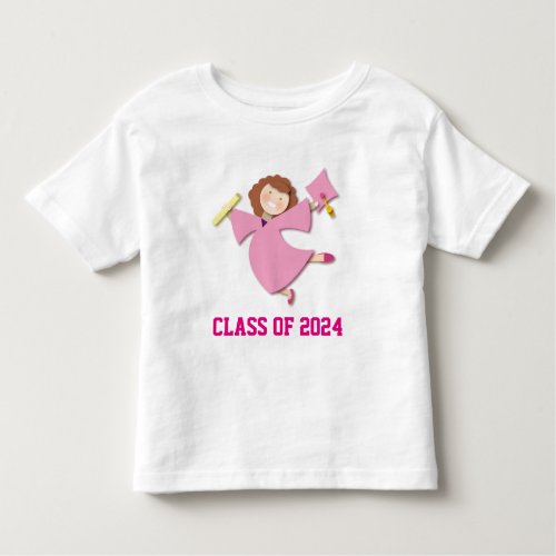 Girl Graduate Pink Cap  Gown Class of 2024