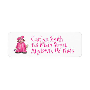 Girl Graduate Pink Gown Cap Preschool Graduation Label