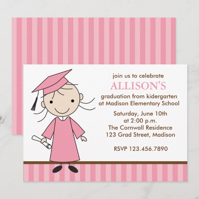 Girl Graduation Party Invitations (Front/Back)