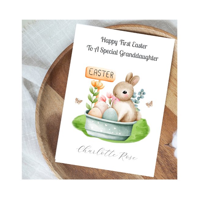Girl Granddaughter First Easter Bunny Rabbit Card (Creator Uploaded)