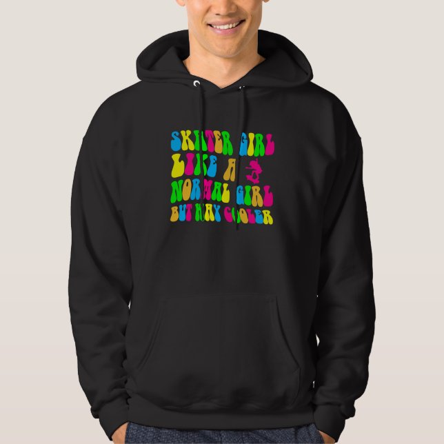 Girl Groovy Skating Cool Let's Roll Skateboard Ska Hoodie (Front)