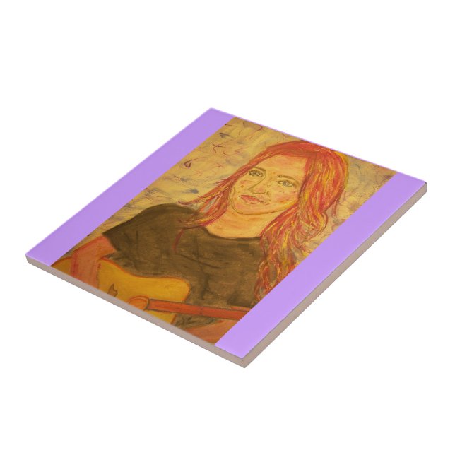 Girl & Guitar Ceramic Tile (Side)