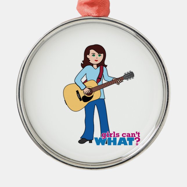 Girl Guitar Player Metal Ornament (Front)