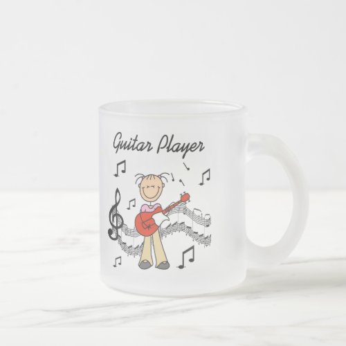 Girl Guitar Player Tshirts and Gifts Frosted Glass Coffee Mug