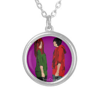 Girl & Guy - Neck band Silver Plated Necklace