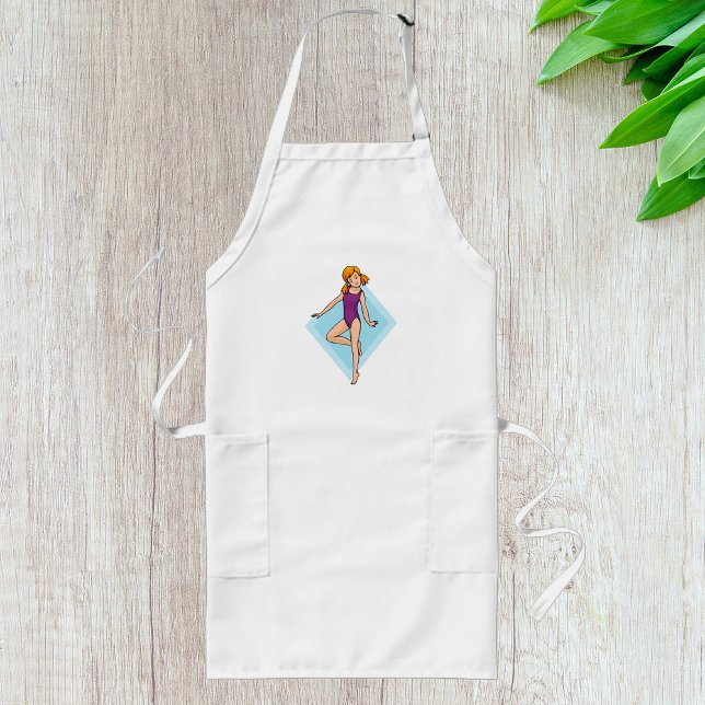 Girl Gymnast in Purple Leotard Long Apron (Creator Uploaded)