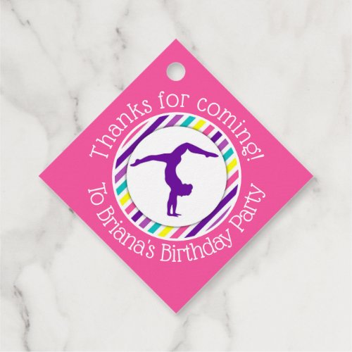 Girl Gymnastics Birthday Party Favor Tags