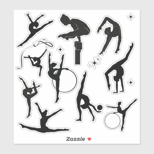 Girl Gymnastics In Black Color Sticker