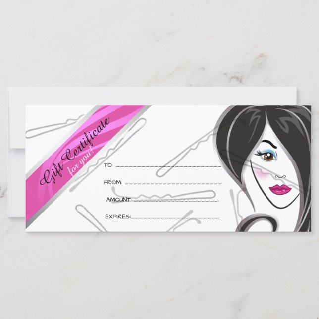 Girl hair salon gift certificate (Front)