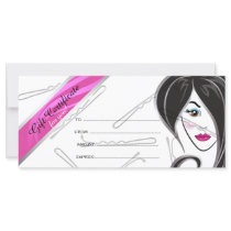 Girl hair salon gift certificate cards