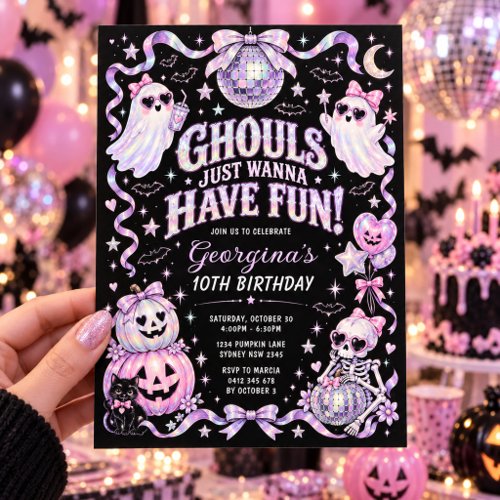 Girl Halloween Birthday Ghouls Just Wanna Have Fun Invitation