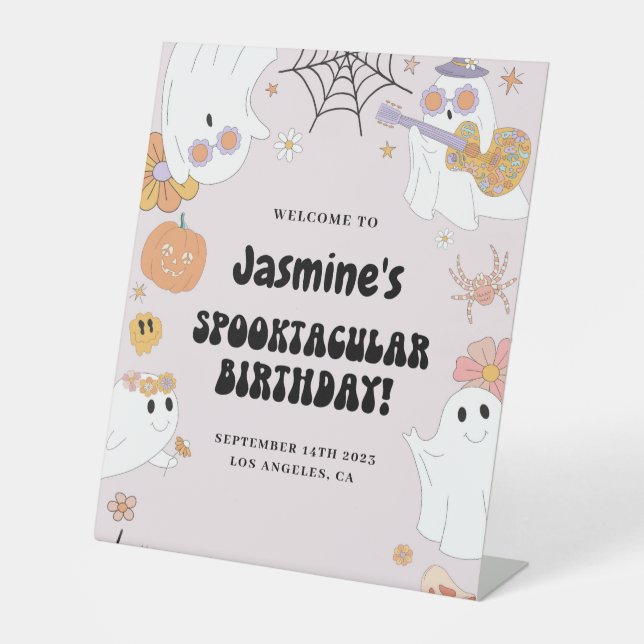 Girl Halloween Birthday Welcome Sign (Front)