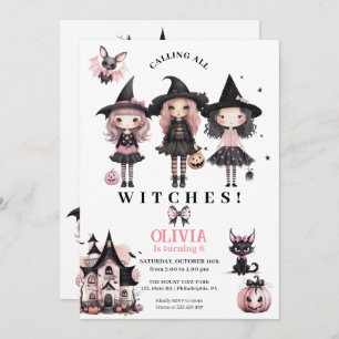 Girl Halloween Birthday witches any age Save The Date