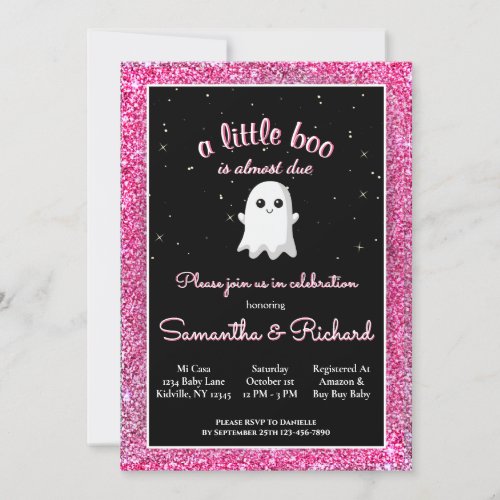 Girl Halloween Cute Ghost Little Boo Baby Shower Invitation