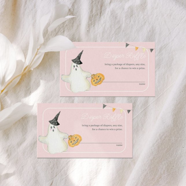 Girl Halloween Ghost Baby Shower Diaper Raffle Enclosure Card (Creator Uploaded)