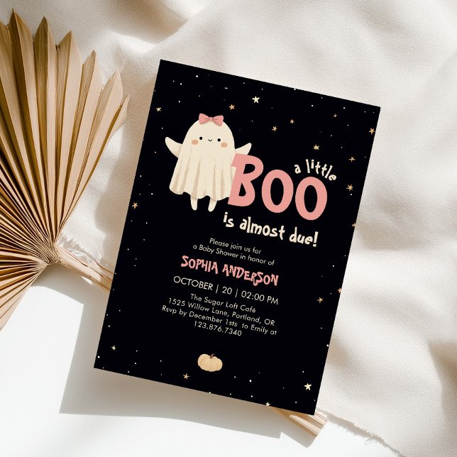 Girl Halloween Little Boo Is Due Baby Shower Invitation (Creator Uploaded)