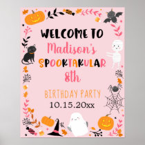 Girl Halloween Spooktacular Birthday Welcome Poster