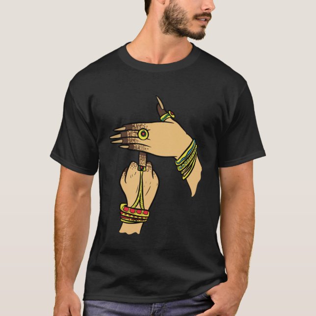Girl Hands Desi Bollywood Sarcastic  Hindi Punjabi T-Shirt (Front)