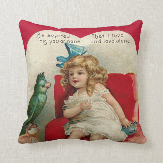 Girl Heart Bird Cage Valentine Throw Pillow