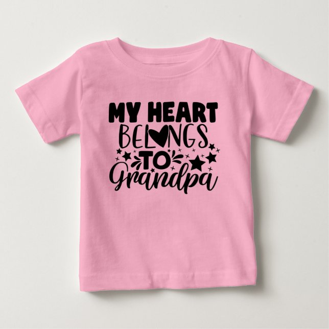girl heart Grandpa word art Baby  T-Shirt (Front)