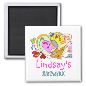 Girl Hearts Personalized Artwork Magnet by pamdicar at Zazzle