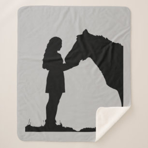 Girl & Her Horse love Horses Silhouette Sherpa Blanket