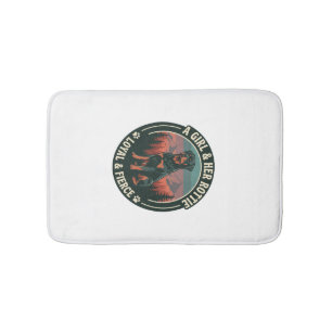 Girl Her Rottie Loyal Fierce Rottweiler Dog Mounta Bath Mat