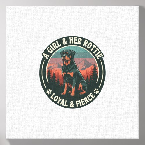 Girl Her Rottie Loyal Fierce Rottweiler Dog Mounta Canvas Photo Tile