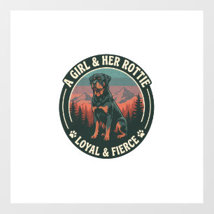 Girl Her Rottie Loyal Fierce Rottweiler Dog Mounta Floor Decals
