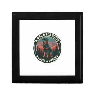 Girl Her Rottie Loyal Fierce Rottweiler Dog Mounta Gift Box