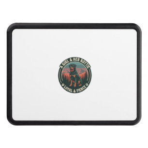 Girl Her Rottie Loyal Fierce Rottweiler Dog Mounta Hitch Cover