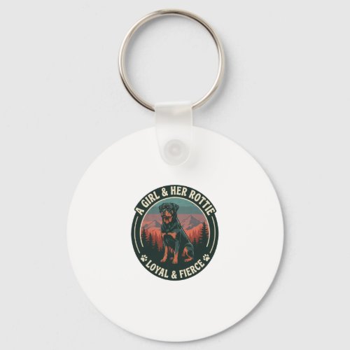 Girl Her Rottie Loyal Fierce Rottweiler Dog Mounta Keychain