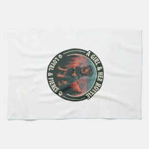 Girl Her Rottie Loyal Fierce Rottweiler Dog Mounta Kitchen Towel