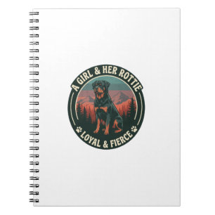 Girl Her Rottie Loyal Fierce Rottweiler Dog Mounta Notebook