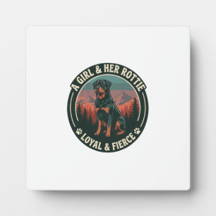 Girl Her Rottie Loyal Fierce Rottweiler Dog Mounta Plaque