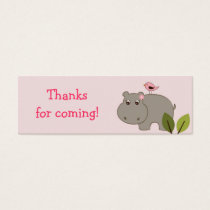 Girl Hippo Birthday baby Shower Favor Gift Tags