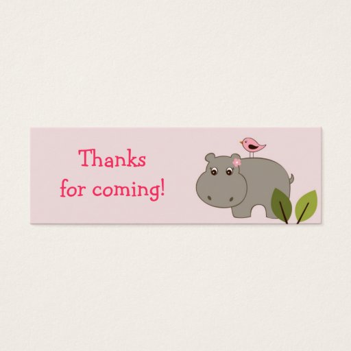 Customizable Girl Hippo Birthday baby Shower Favor Gift Tags Business Card Template
