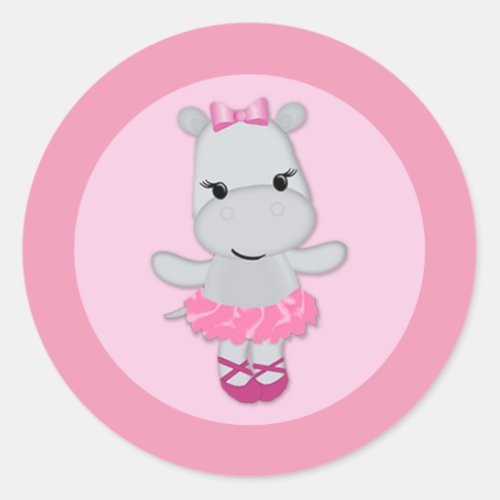 GIRL hippopotamus Tu Tu Cute Baby Shower TTC 11 Classic Round Sticker